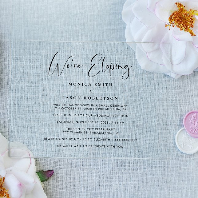 Invitations En Acrylique Élégant, nous allons passer la réception de mariag (Créateur téléchargé)