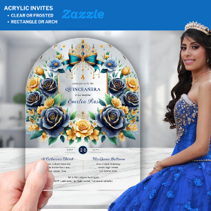 Invitations En Acrylique Élégant papillons floraux QUINCEANERA Clear