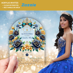 Invitations En Acrylique Élégant papillons floraux QUINCEANERA Clear