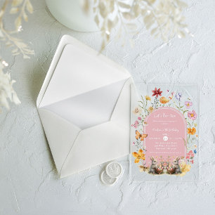 Invitations En Acrylique Elegant ParTea d'anniversaire de Pâques aux fleurs