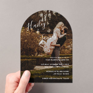 Invitations En Acrylique Élégant Photo Mariage moderne