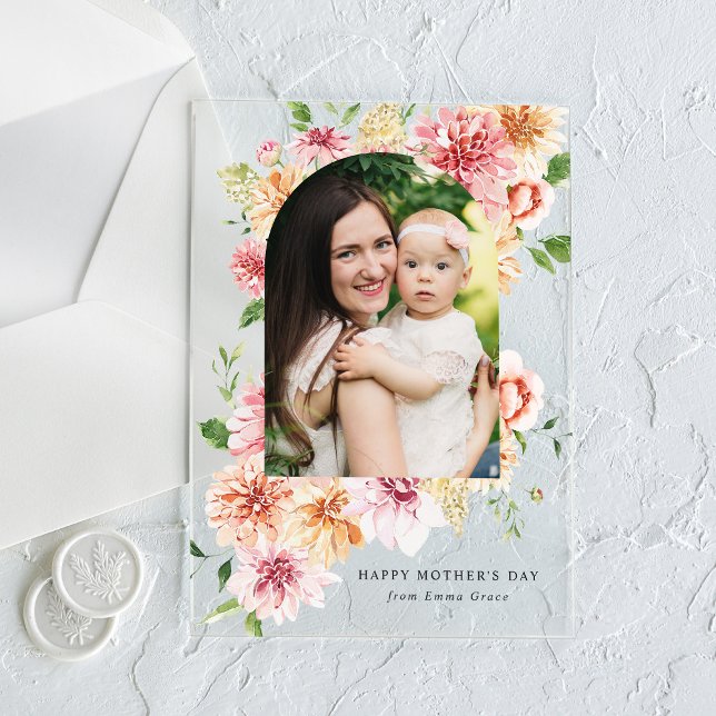 Invitations En Acrylique Elégant Pink Peonies Photo Carte Fête des Mères (Créateur téléchargé)