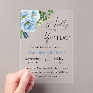 Invitations En Acrylique Élégant quelque chose Fête des mariées Florale Ble
