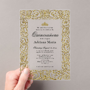 Invitations En Acrylique Élégant Quinceanera 15e Anniversaire