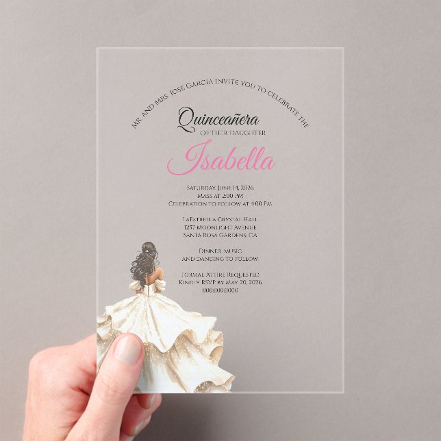 Invitations En Acrylique Elegant Quinceanera 15th Birthday (In situ (ordinateur de poche))