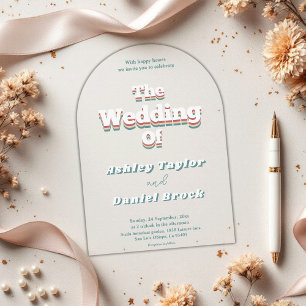 Invitations En Acrylique Élégant rétro les années 70 Super élégant Mariage