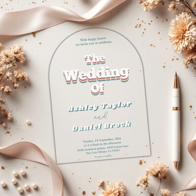 Invitations En Acrylique Élégant rétro les années 70 Super élégant Mariage  (Créateur téléchargé)