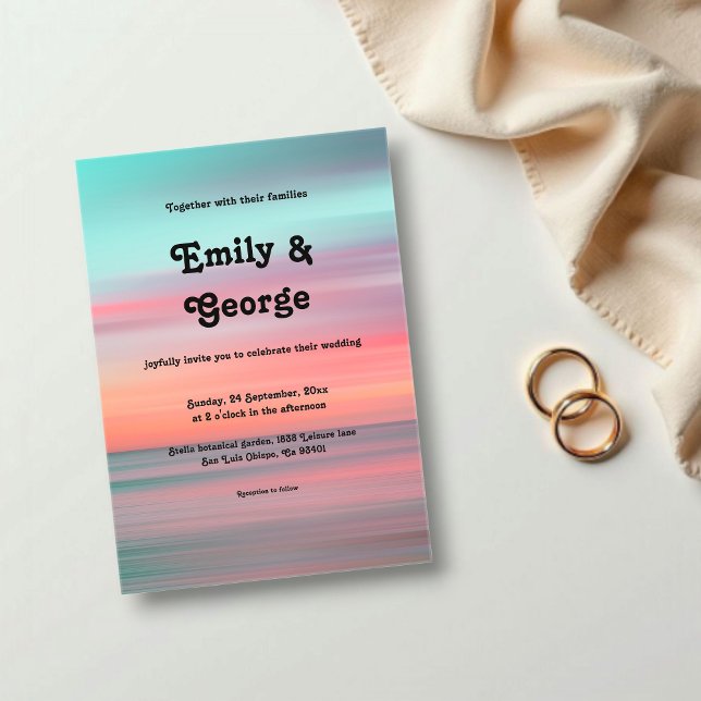 Invitations En Acrylique Elegant Romantic Sunset Blue Sky Beach Wedding (Créateur téléchargé)
