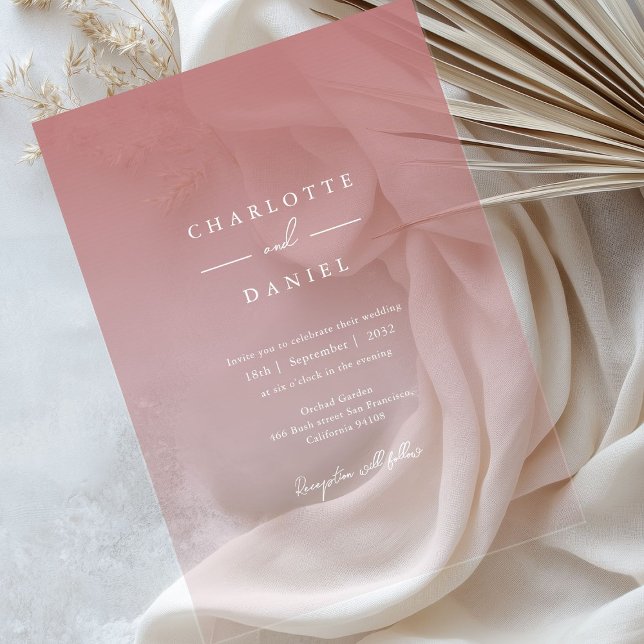 Invitations En Acrylique Élégant Rose Dusty Gradient Mariage acrylique (Elegant Dusty Rose Gradient Acrylic Wedding Acrylic Invitations)