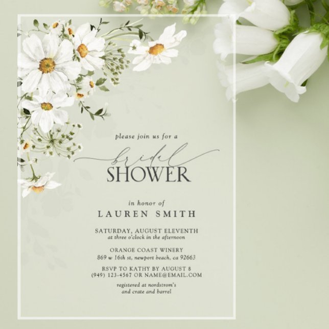 Invitations En Acrylique Elégant rustique aquarelle Fête des mariées margue (Créateur téléchargé)