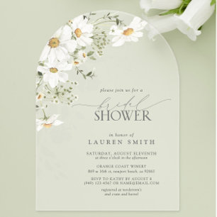 Invitations En Acrylique Élégant Rustique Fleurs de Marguerite Aquarelle po