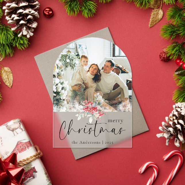 Invitations En Acrylique Elegant Script | Arch Family Photo Christmas Card (Insitu (vacances))