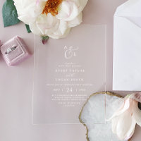 Élégant Script Boho Blanc Monogramme Mariage moder