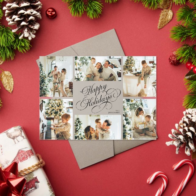 Invitations En Acrylique Elegant Script Family Photo Collage Christmas Card (Insitu (vacances))