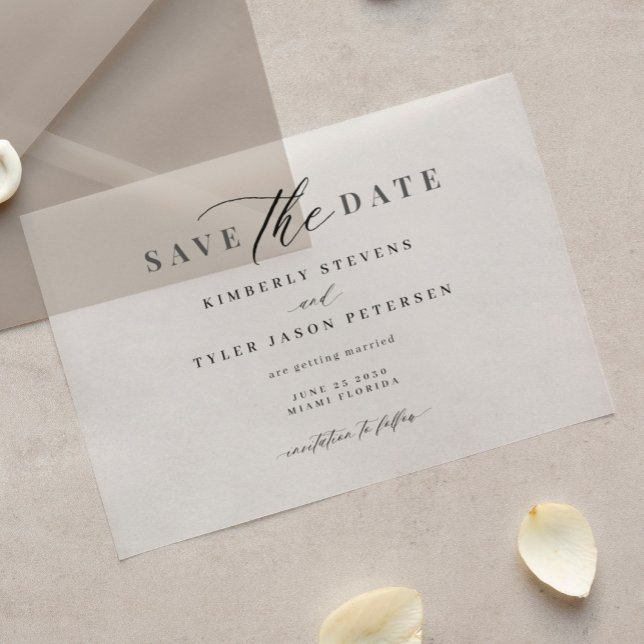 Invitations En Acrylique Élégant script simple mariage moderne enregistrer  (Créateur téléchargé)