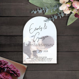 Invitations En Acrylique Élégant Simple Moderne Minimaliste Mariage photo