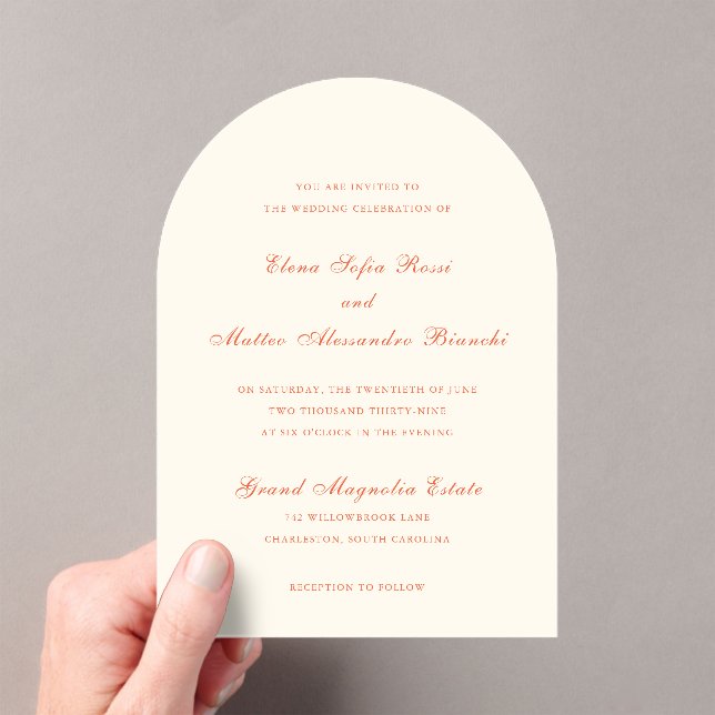 Invitations En Acrylique Elegant Terracotta Modern Classic Wedding (In situ (ordinateur de poche))
