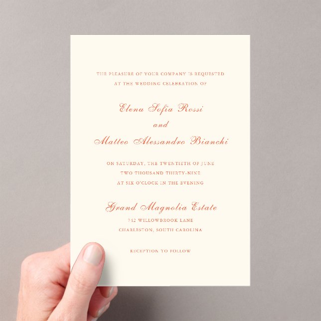 Invitations En Acrylique Elegant Terracotta Modern Classic Wedding (In situ (ordinateur de poche))