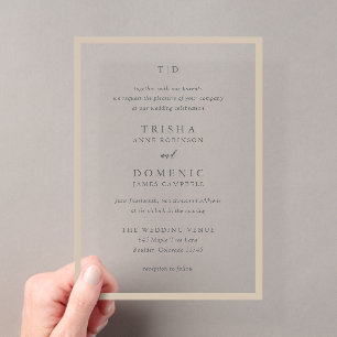 Invitations En Acrylique Élégant Terreux Neutre Monogramme Mariage Moderne