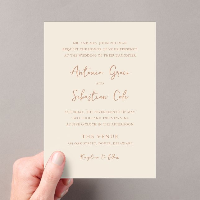 Invitations En Acrylique Elégant terroir Neutral Mariage moderne (In situ (ordinateur de poche))