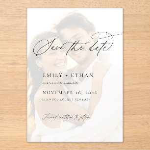 Invitations En Acrylique Elégant Vellum Overlay Photo Wedding Enregistrer L