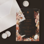 Invitations En Acrylique Elégant Vintage Automne Floral Frame Mariage<br><div class="desc">Cette invitation exquise capte l'essence de la beauté de l'automne avec son design floral délicat et ses tons chauds de terre cuite. Que vous planifiez une cérémonie rustique en plein air ou une réunion intime en intérieur, cette invitation donne le ton parfait pour votre événement. Personnalisez cette invitation avec vos...</div>