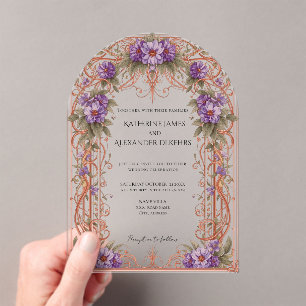 Invitations En Acrylique Élégant Vintage Nouveau Floral Arch Mariage