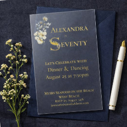 Invitations En Acrylique Elegant Watercolor Floral Cream 70th Birthday 
