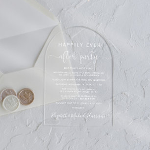 Invitations En Acrylique Elégant Whiye Script Arch Mariage Réception