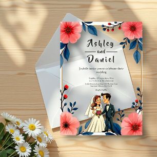Invitations En Acrylique Elégante aquarelle Floral Bride Groom Chic Mariage