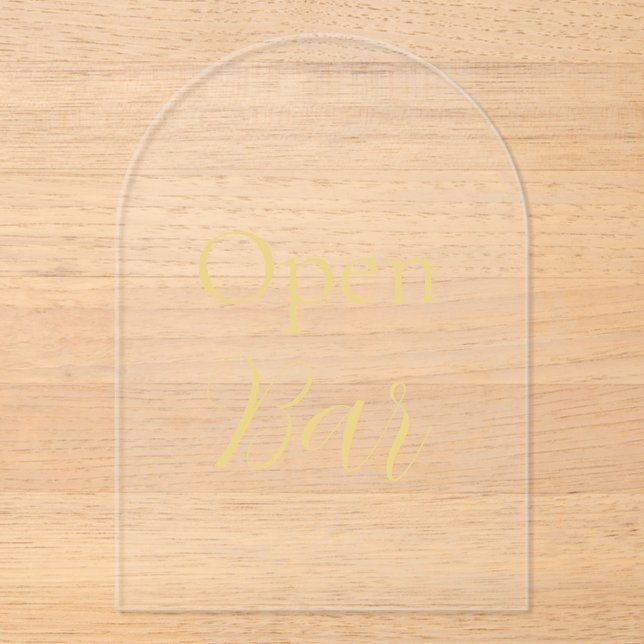 Invitations En Acrylique Élégante Arche à huile or en Arche Acrylique Open  (Recto)