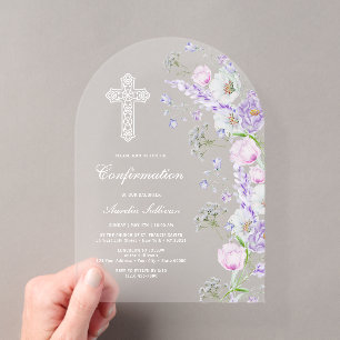 Invitations En Acrylique Élégante Arche de Fleurs de Lilas à l'Aquarelle po