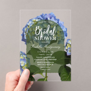 Invitations En Acrylique Élégante Baby Shower Bleu Hydrangea Minimaliste