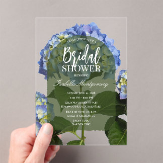 Invitations En Acrylique Élégante Baby Shower Bleu Hydrangea Minimaliste