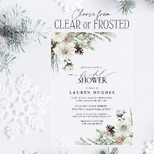 Invitations En Acrylique Élégante Baby Shower hivernale Evergreen