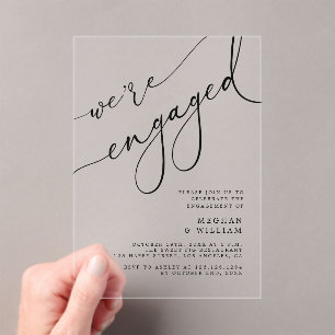 Invitations En Acrylique Élégante calligraphie Nous sommes engagés pour la 