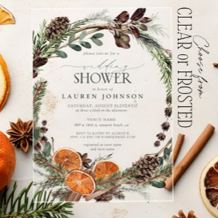 Invitations En Acrylique Élégante douche de mariage Bohème verte Citrus Aut