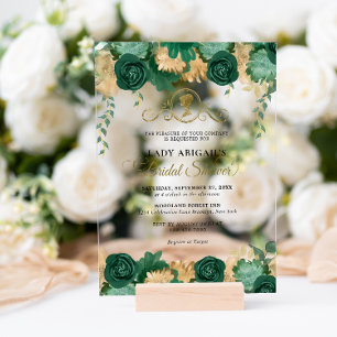 Invitations En Acrylique Elégante douche de mariée florale victorienne émer