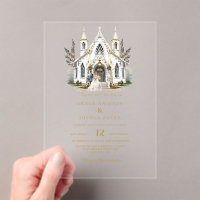 Elégante Eglise aquarelle Lieu Manoir Mariage
