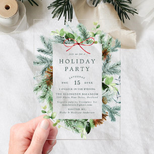 Invitations En Acrylique Élégante Fête de Fêtes Hivernales à l'Aquarelle Ve