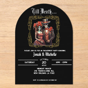 Invitations En Acrylique Élégante Fête de Fiançailles Día De Los Muertos