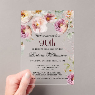 Invitations En Acrylique Élégante fête de la floraison Fleur sauvage rose 9