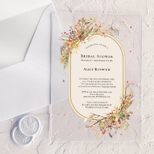 Invitations En Acrylique Élégante Fête de Mariage Champêtre Beige Automne