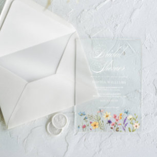 Invitations En Acrylique Élégante Fête des mariées de jardin d'été Fleur sa