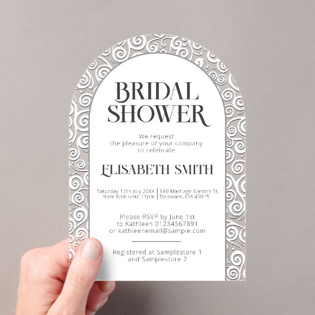 Invitations En Acrylique Élégante Fête des mariées d'hiver blanche et luxur (In situ (ordinateur de poche))