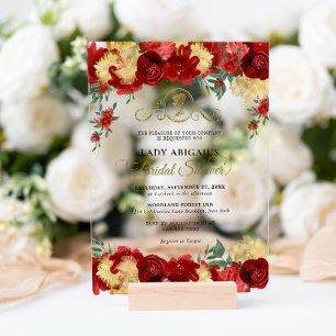 Invitations En Acrylique Élégante Fête des mariées victorienne florale bour