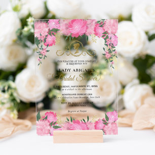 Invitations En Acrylique Élégante Fête des mariées victorienne rose pâle
