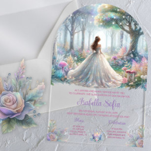 Invitations En Acrylique Élégante forêt de contes de Fairytale Quinceañera