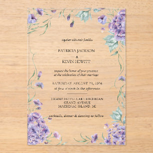 Invitations En Acrylique Elégante Hydrangea Aquarelle Floral Mariage