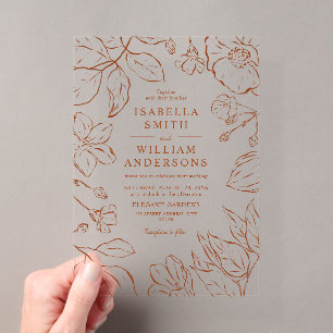 Invitations En Acrylique Élégante illustration botanique Boha terre cuite e